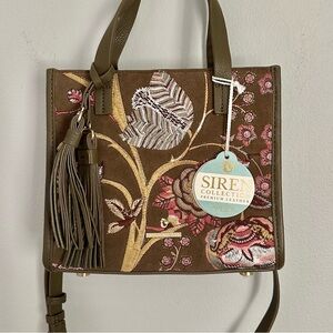 Spartina 449 Suede Handbag Olive Green Floral Embroidery Boho Festival Fairy